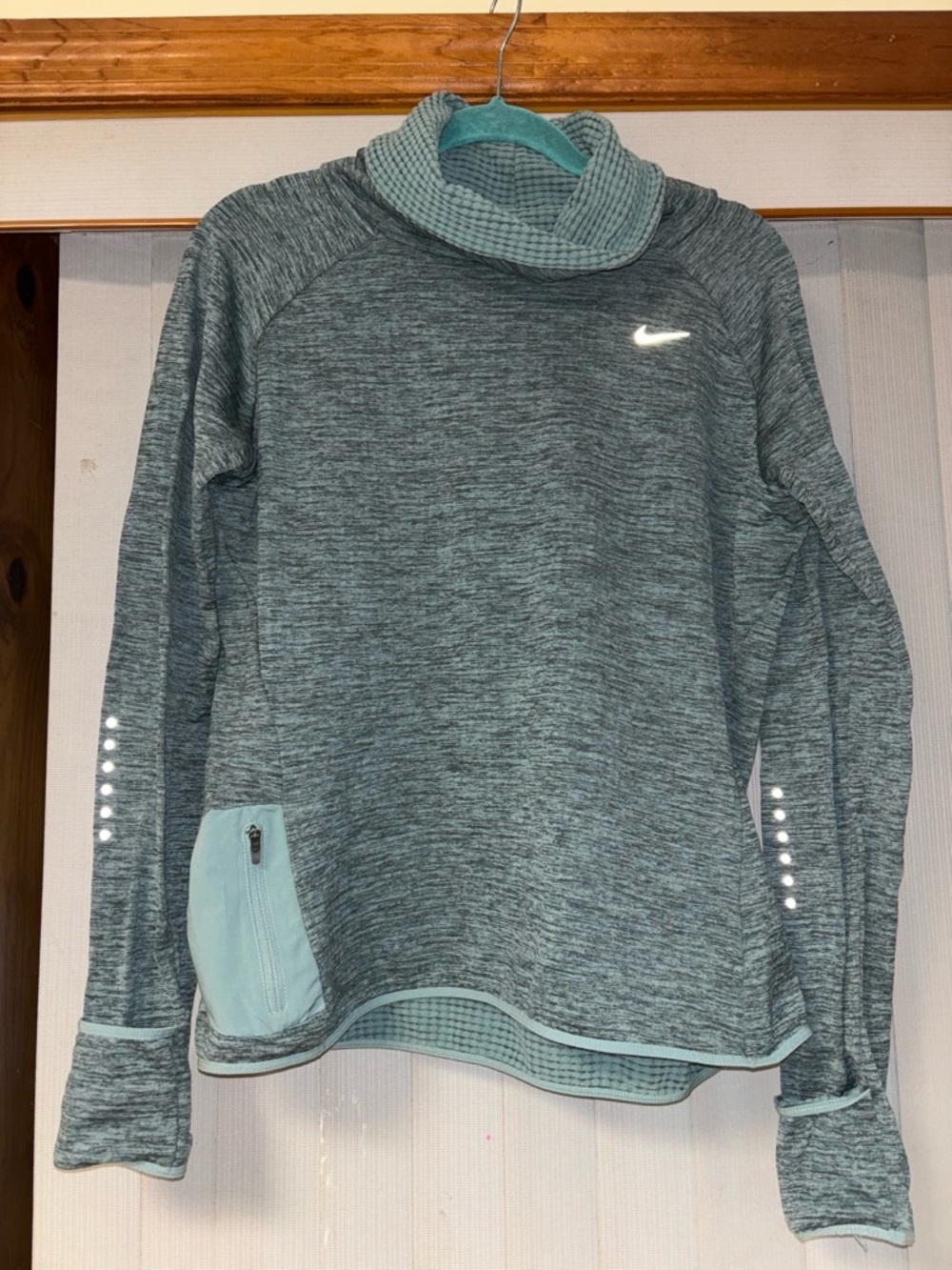 Nike Women’s Heather Teal Grey Cowl Pullover Sweater